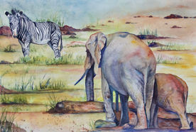 Marcia Sivek "WATER HOLE" 20x14 watercolor $200