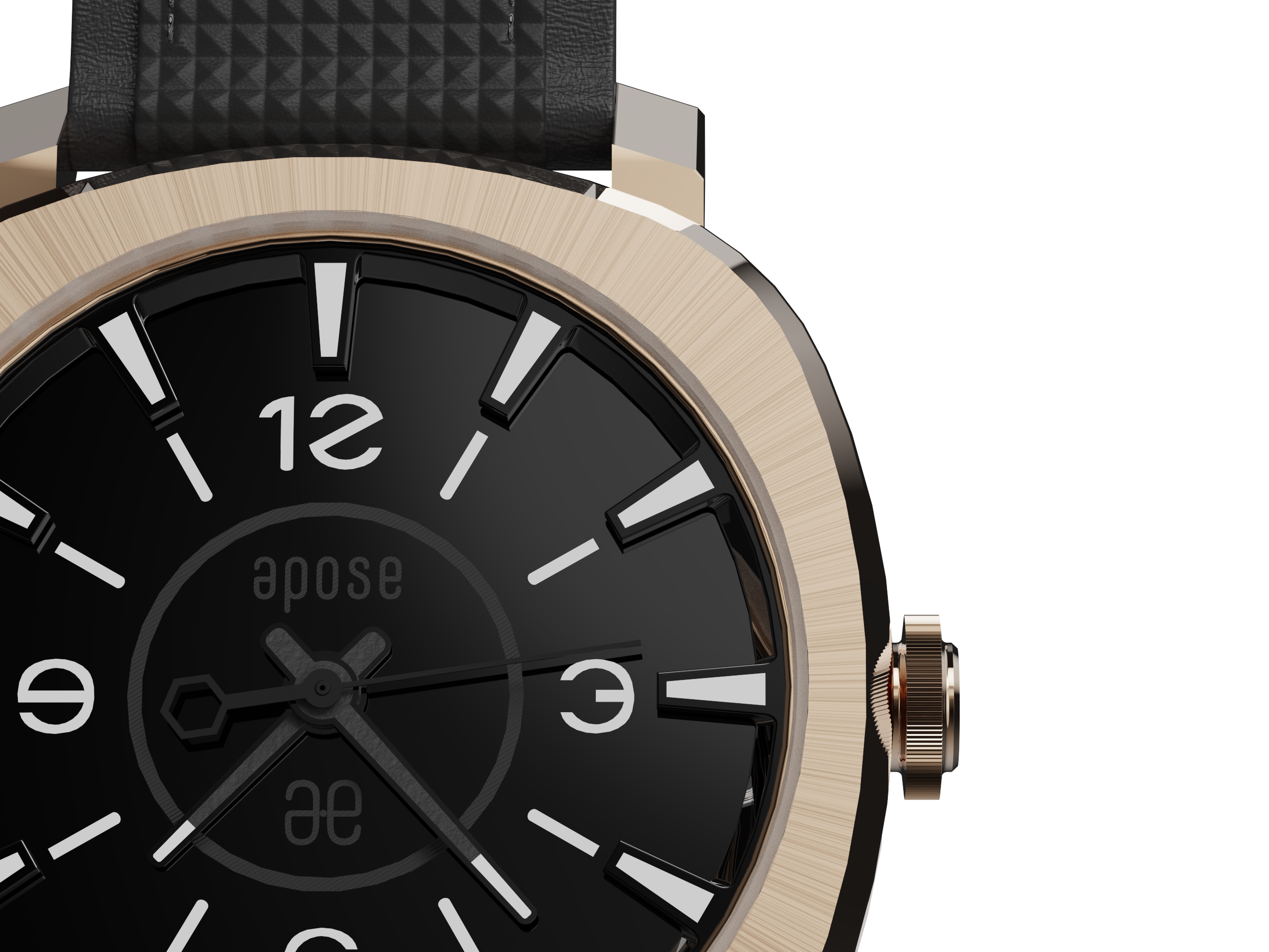 Apose N°3 Douz Or Rose & Noir, dial detail