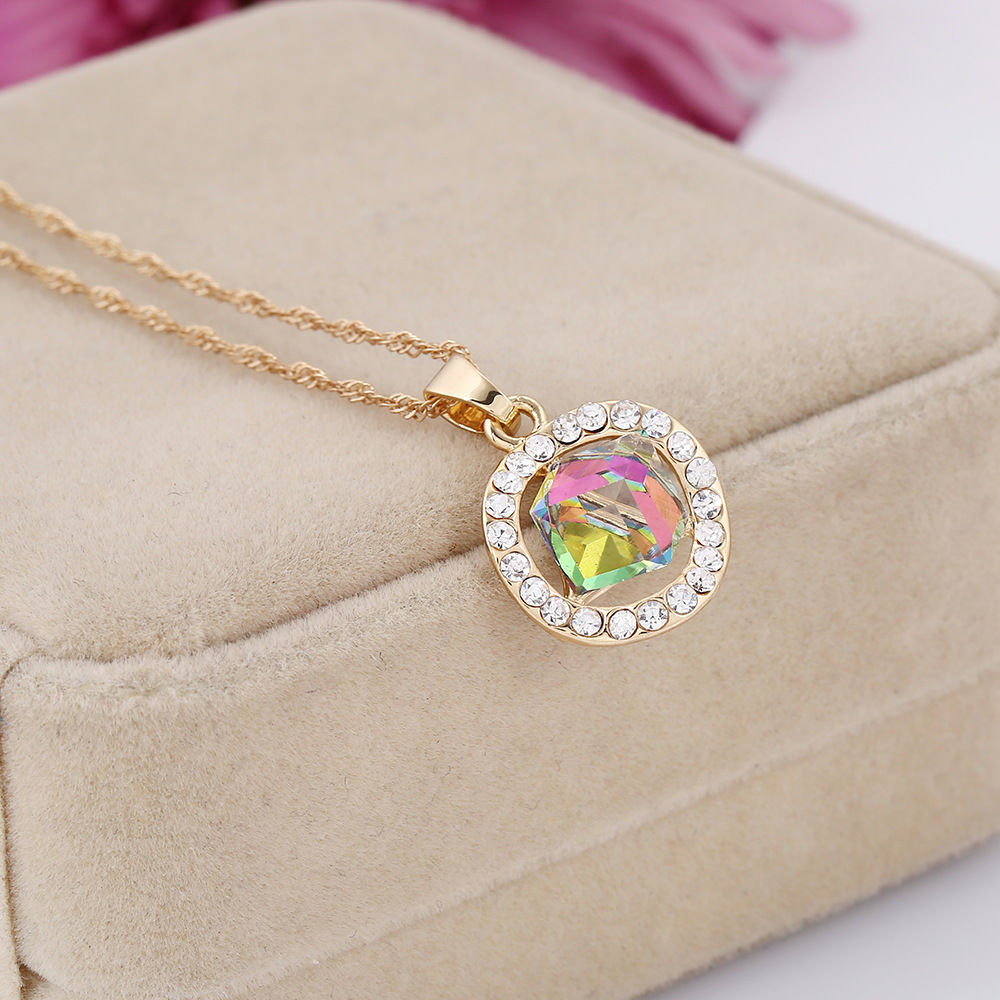Bridal Necklace and Earring Set with Crystal Pendant