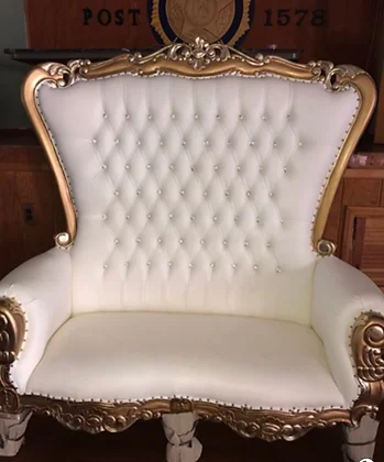 Double High Back Chair Queen Throne In White Leather And Gold Foil Chair Rental Felicitea Digitallab