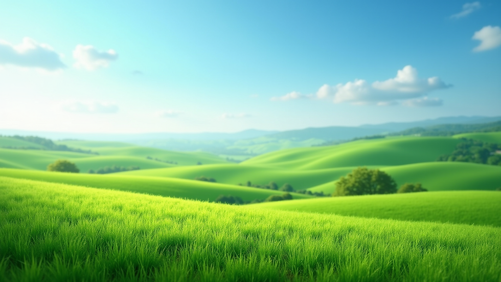 High angle view of a lush green landscape with a clear blue sky