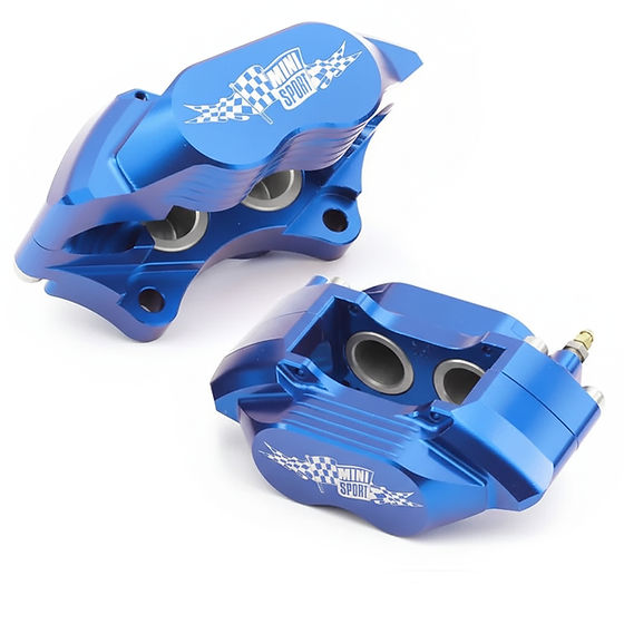 英国ミニスポーツ製のローバーミニ用 １０インチ アルミ ４ＰＯＴキャリパー ブラック 左右セット ローバーミニ用 MINI SPORT製10インチ用 アルミ 4POT ポット