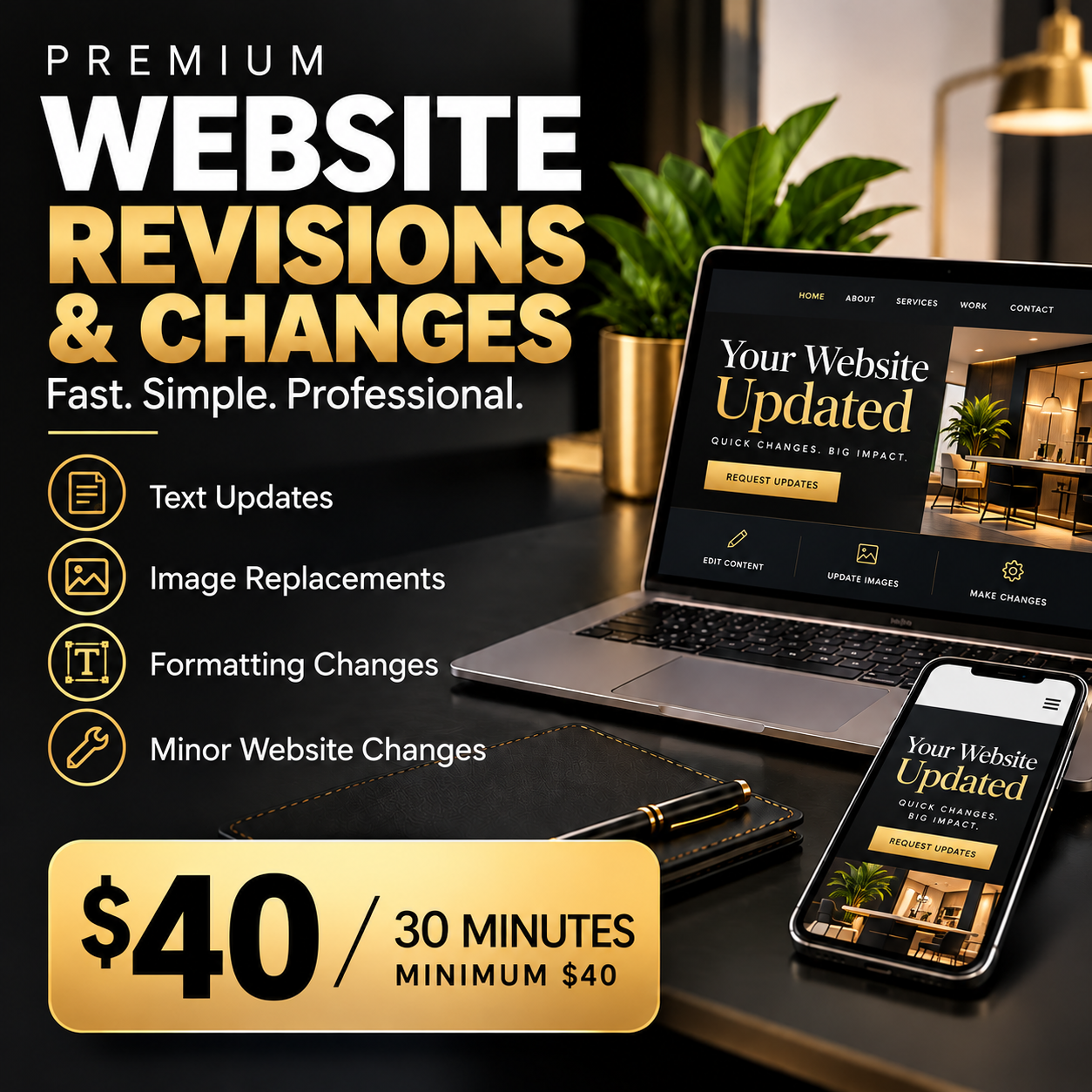 Website Revisions & Changes | Starting at $40