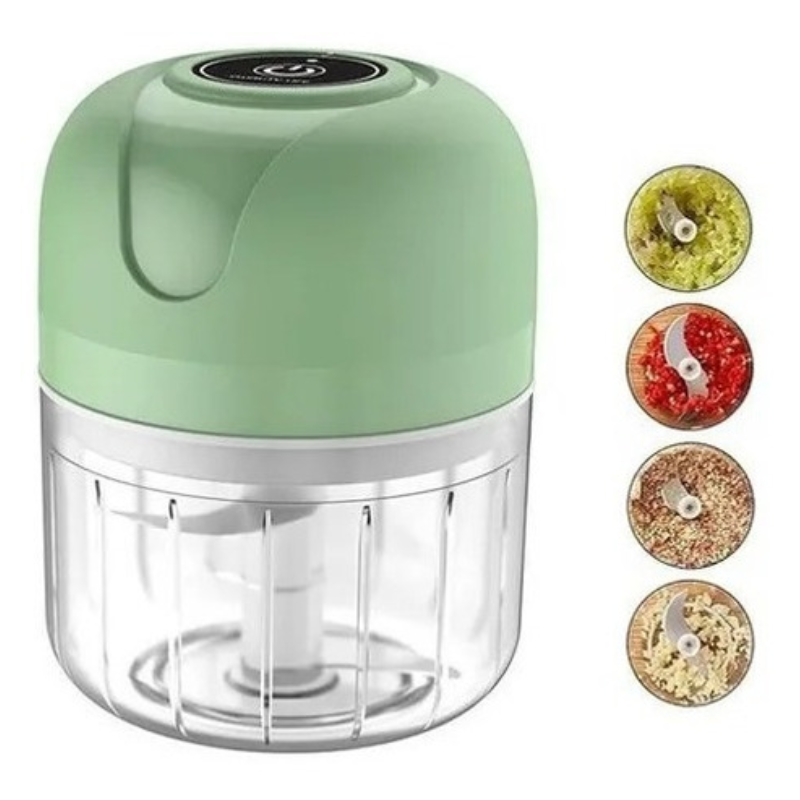Miniatura: Mini Processador Elétrico de Alimentos Portátil com 3 lâminas de aço inox US