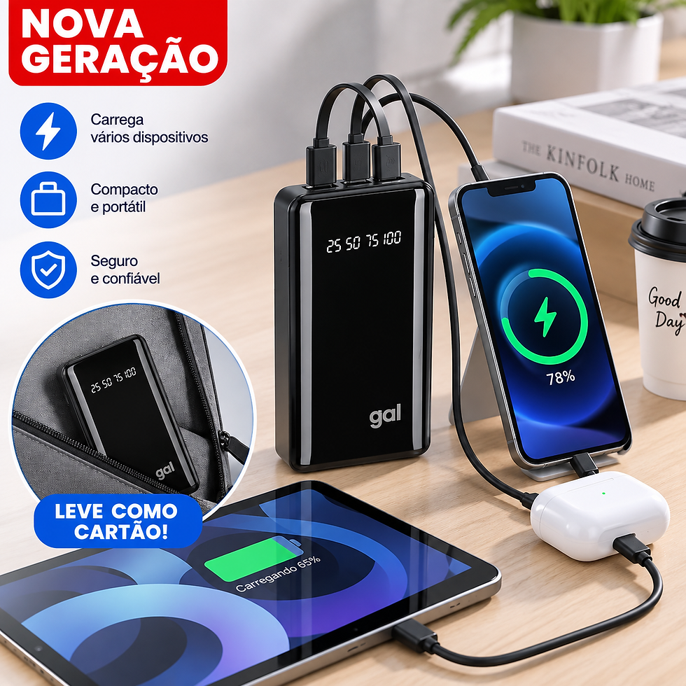 Miniatura: Powerbank 20000mah Com Lanterna E Design Favo De Mel Carregador Portátil Bateria