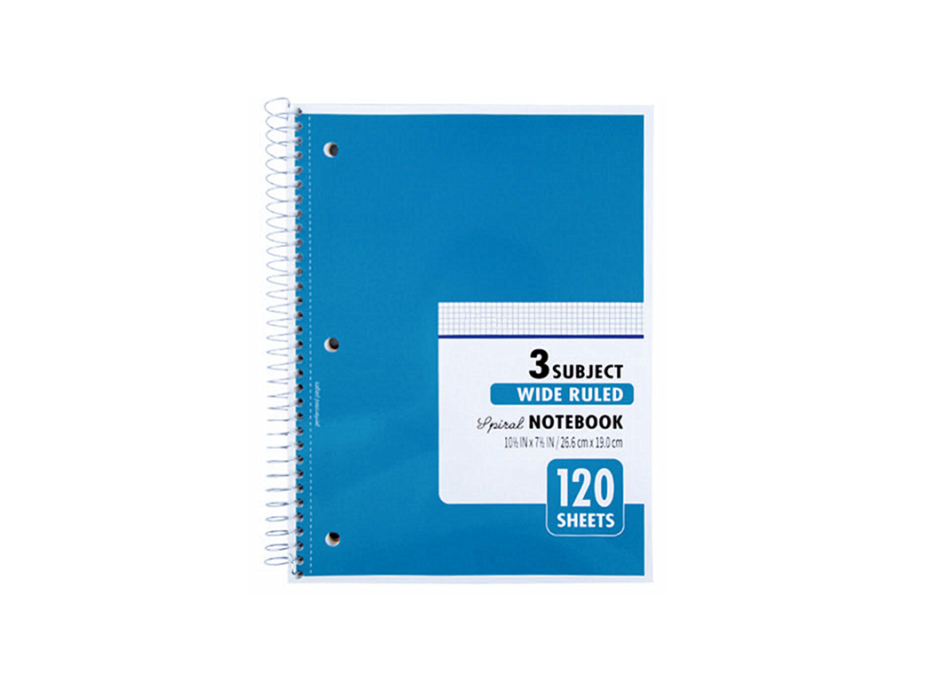 3 - Subject Spiral Notebook, 7.5" x 10.5"