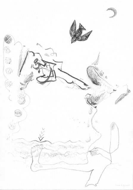 Drawing by Ilona Rijkeboer from 2023, "A Risky Pleasure" 