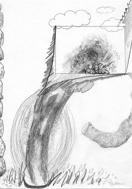 Drawing by Ilona Rijkeboer from 2023, "the Jump" 
