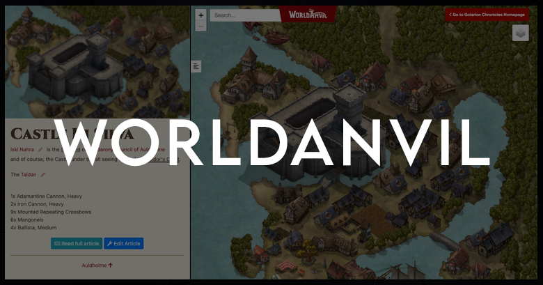 mapa medieval no worldanvil usado para organizar sessões de RPG online