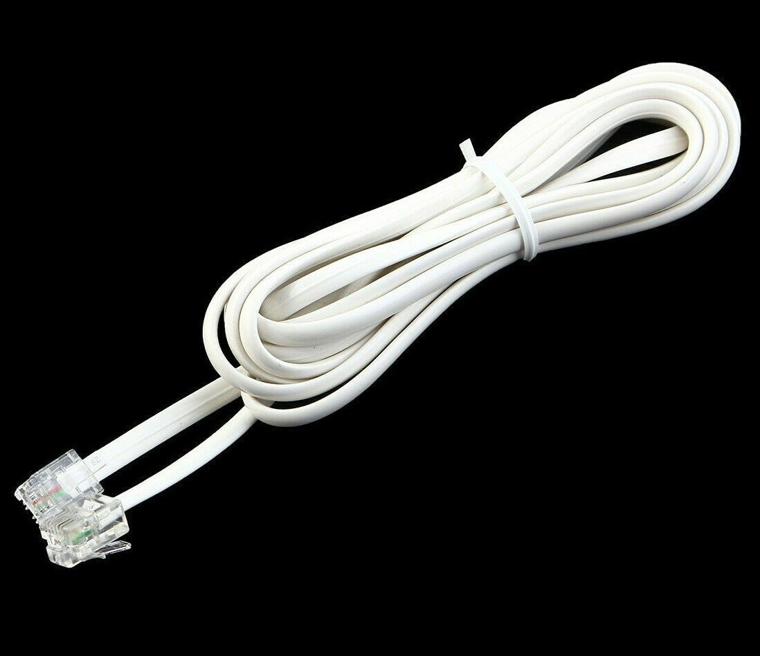 Cable plat RJ11 6P2C Male / Male 5m / 5 mètre / 5 meter white flat cable