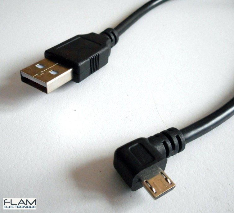 Thumbnail: Cable USB / Micro USB 90° 30 cm Charge + Donnée - Charging & Data Right Angle