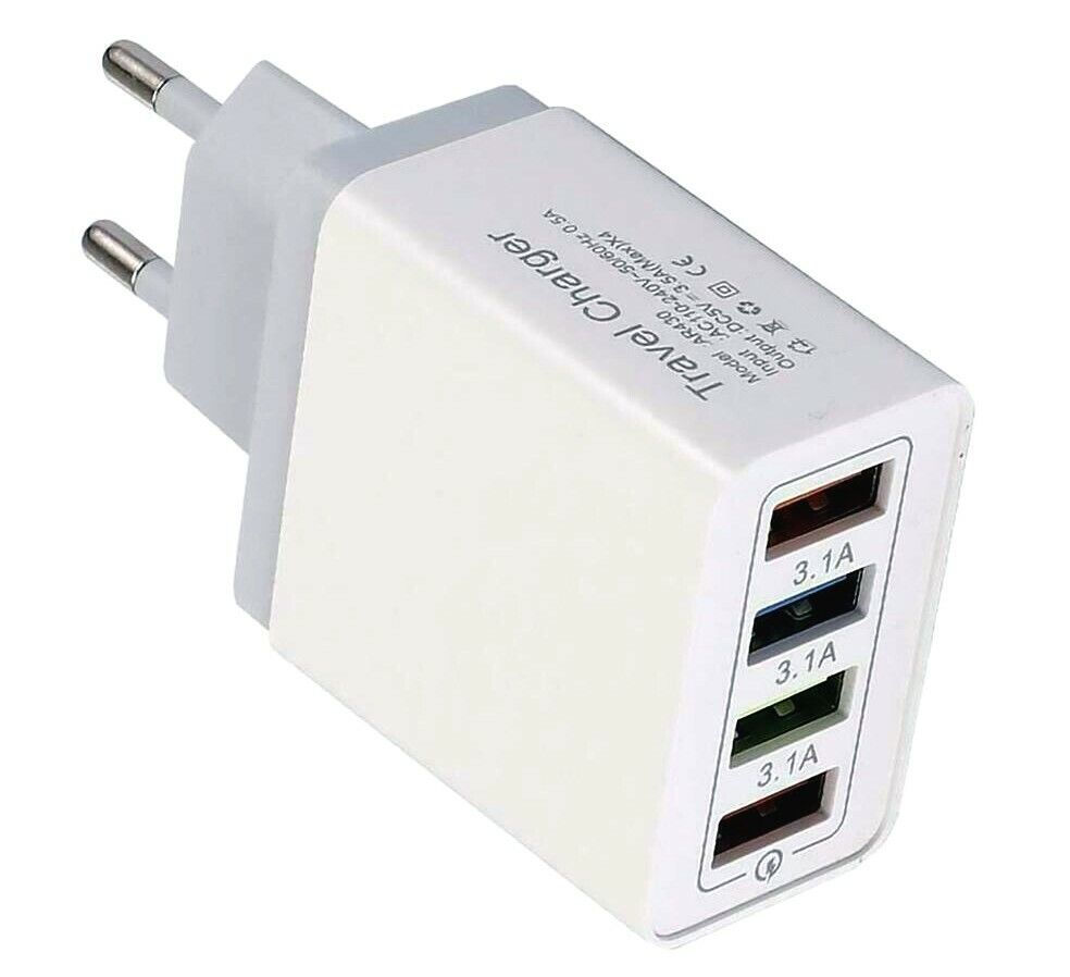 Chargeur adaptateur 4x USB 5V 3,1A max / 100-240V Power Adapter USB Charger