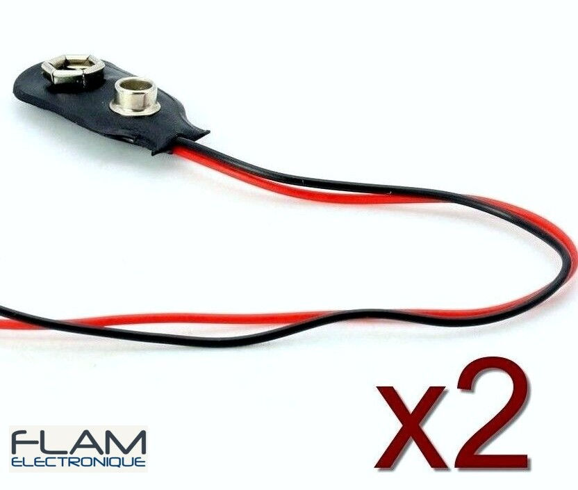 2x adaptateurs prise pour pile 9 V +Cables / 2pcs plug with cables 9V battery