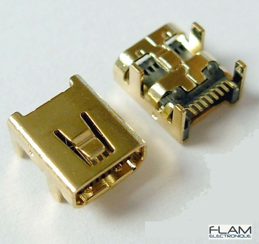 Thumbnail: 2x Connecteur Mini USB femelle 8 broches plaqué or / Female connector to solder