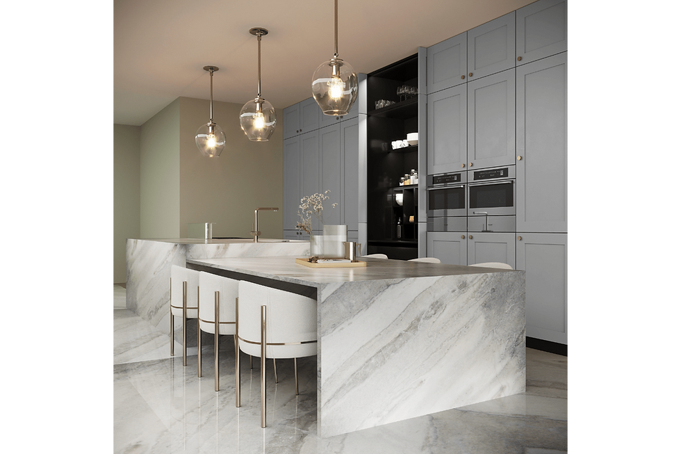 Luxury kitchen remodel in Dallas Fort Worth TX with custom white cabinetry and quartz countertops
