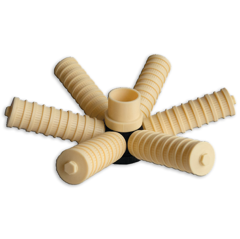 Miniatura: HU6600B2, Top Mount – Bottom Distributor B Series High Flow with 6 Threaded Laterals for 30” Tanks, 4”-8UN