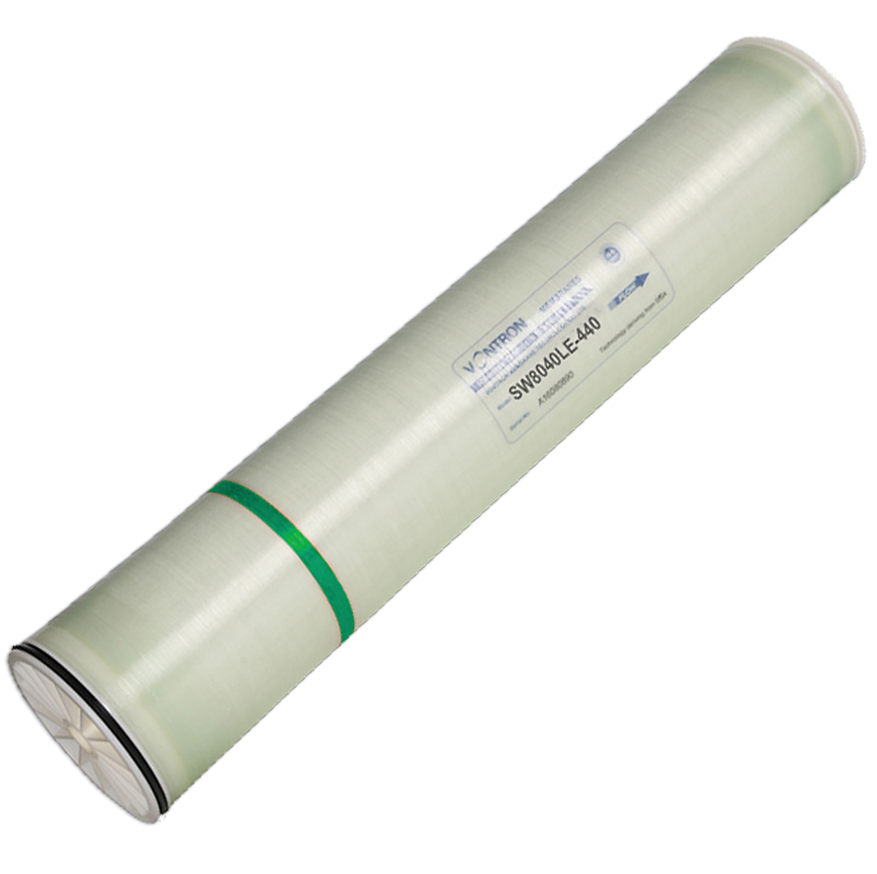 Vontron SW8040LE-440/ 40” (1016mm) x 8” (201mm)/ Active Membrane 440/ Permeate Flow 82500 GPD/ Stable Rejection Rate 99.8%