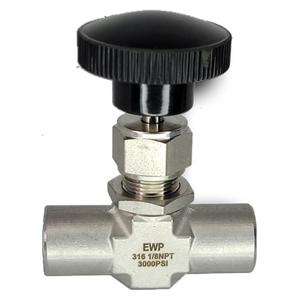 NV-1/8”-SSF-P, 2 Way Double Ferrule Needle Valve, Size: 1/8” x 1/8” NPT, Connection: Panel Mount, Material: SS316