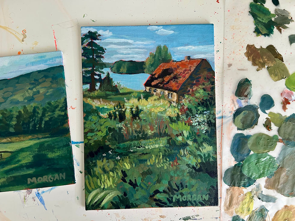 Thumbnail: Lakeside Cottage | 6x8 | Acrylic on Canvas board | Original Art | Fine