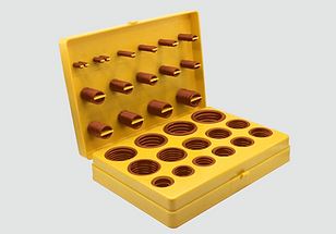 Kit maleta amarela de anéis O'ring Standard em Viton fundo cinza