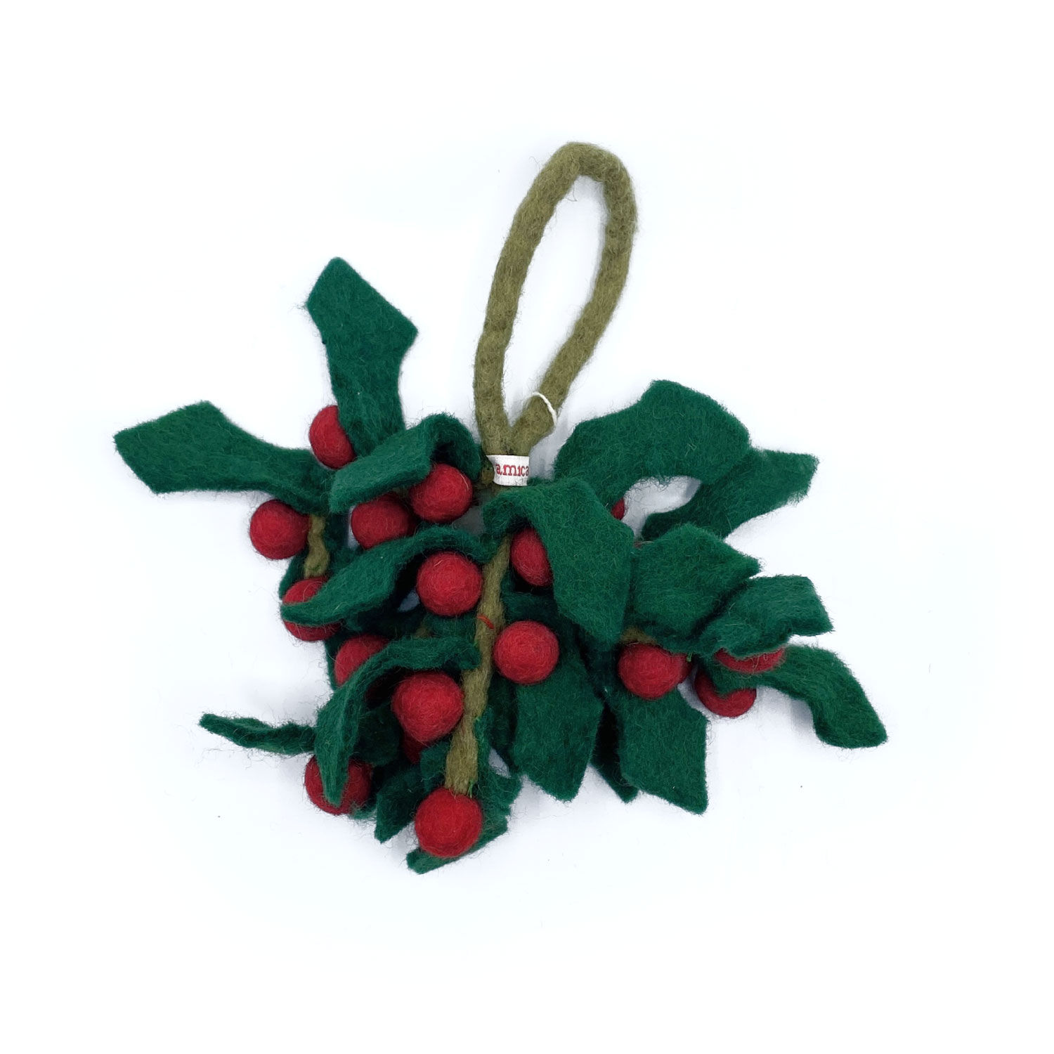 Ornement à suspendre en laine  "houx"