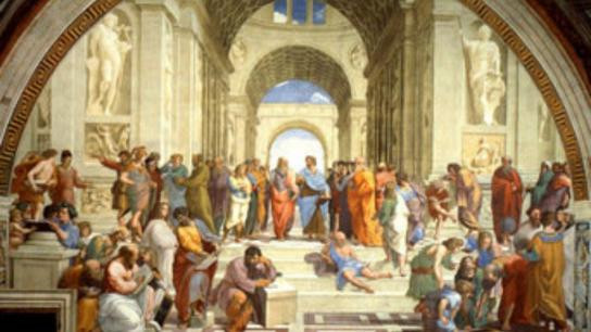 'La escuela de Atenas', pintada por Rafael a principios del siglo XVI muestra a los filósofos, científicos y matemáticos de la época clásica. En el centro Platón junto a Aristóteles. Propias