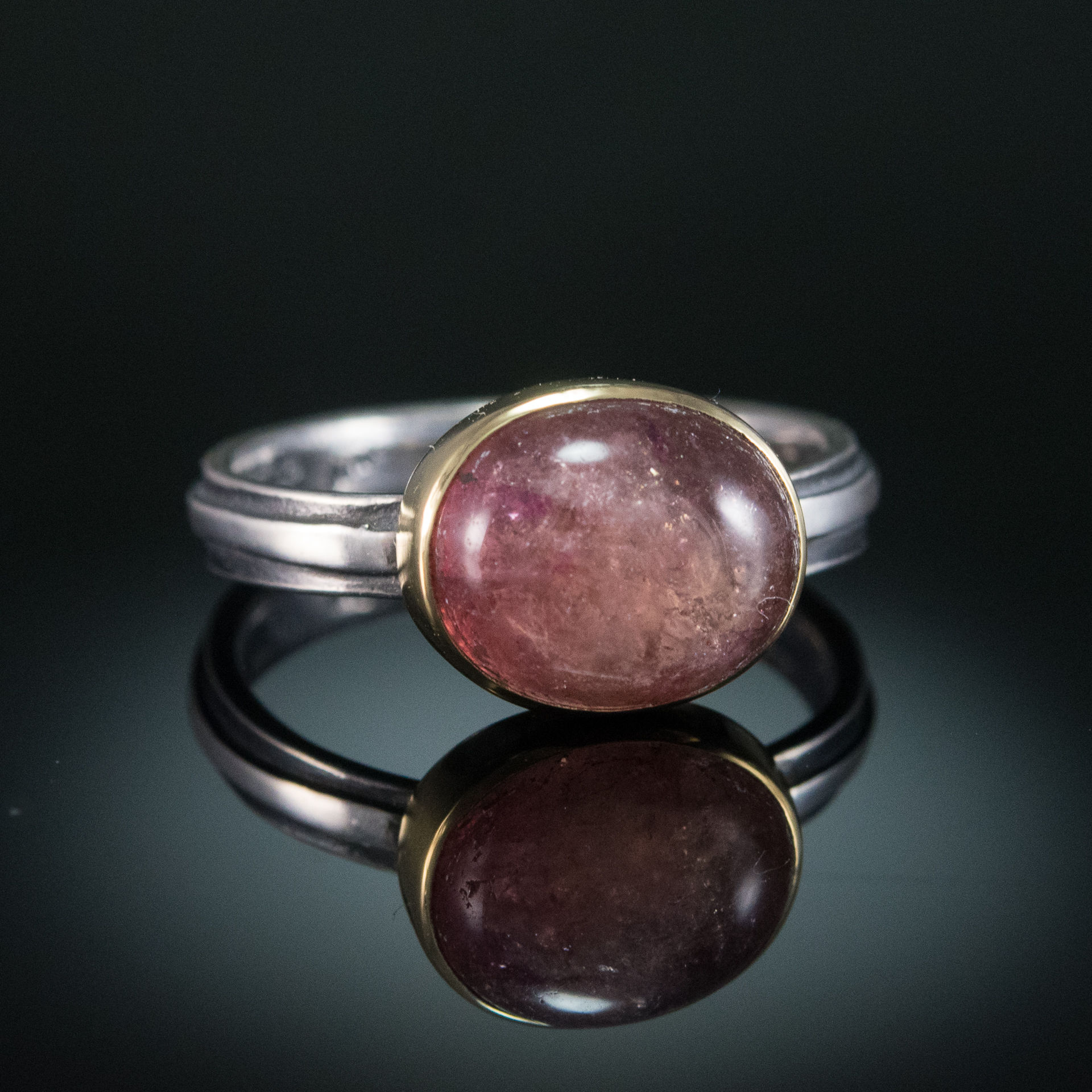 Pink Tourmaline Wave Ring in 18k and Silver