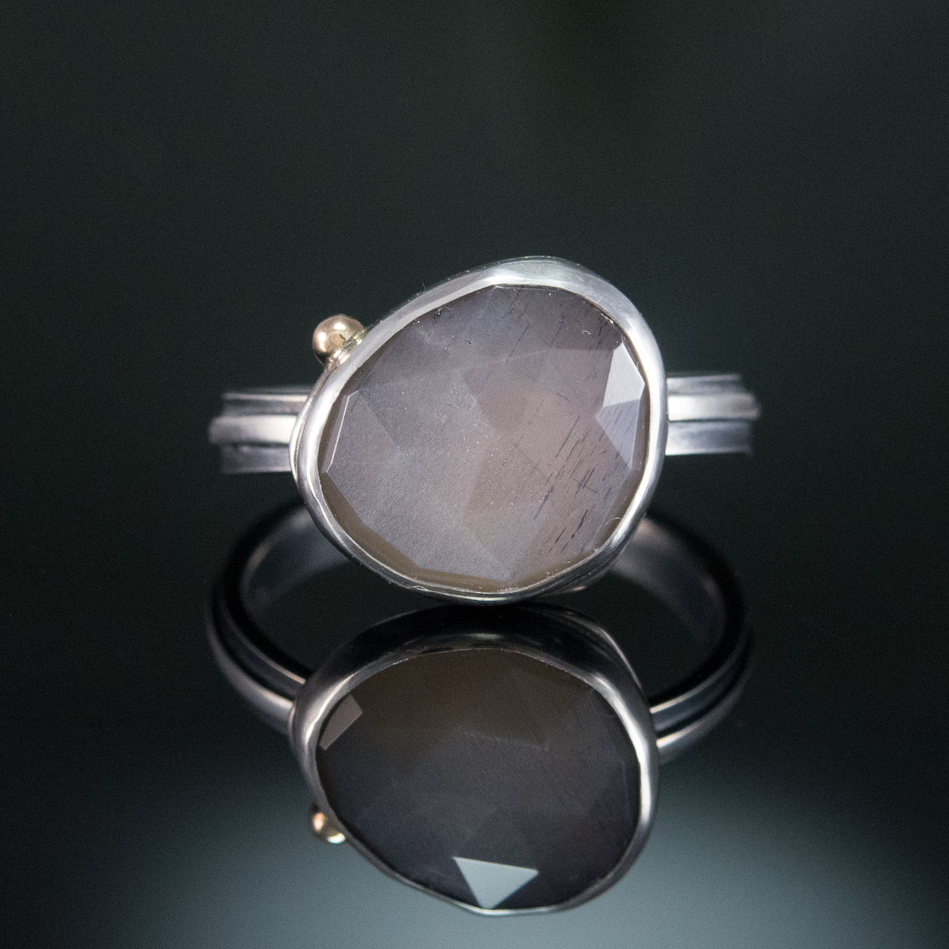 Grey Moonstone Wave Ring