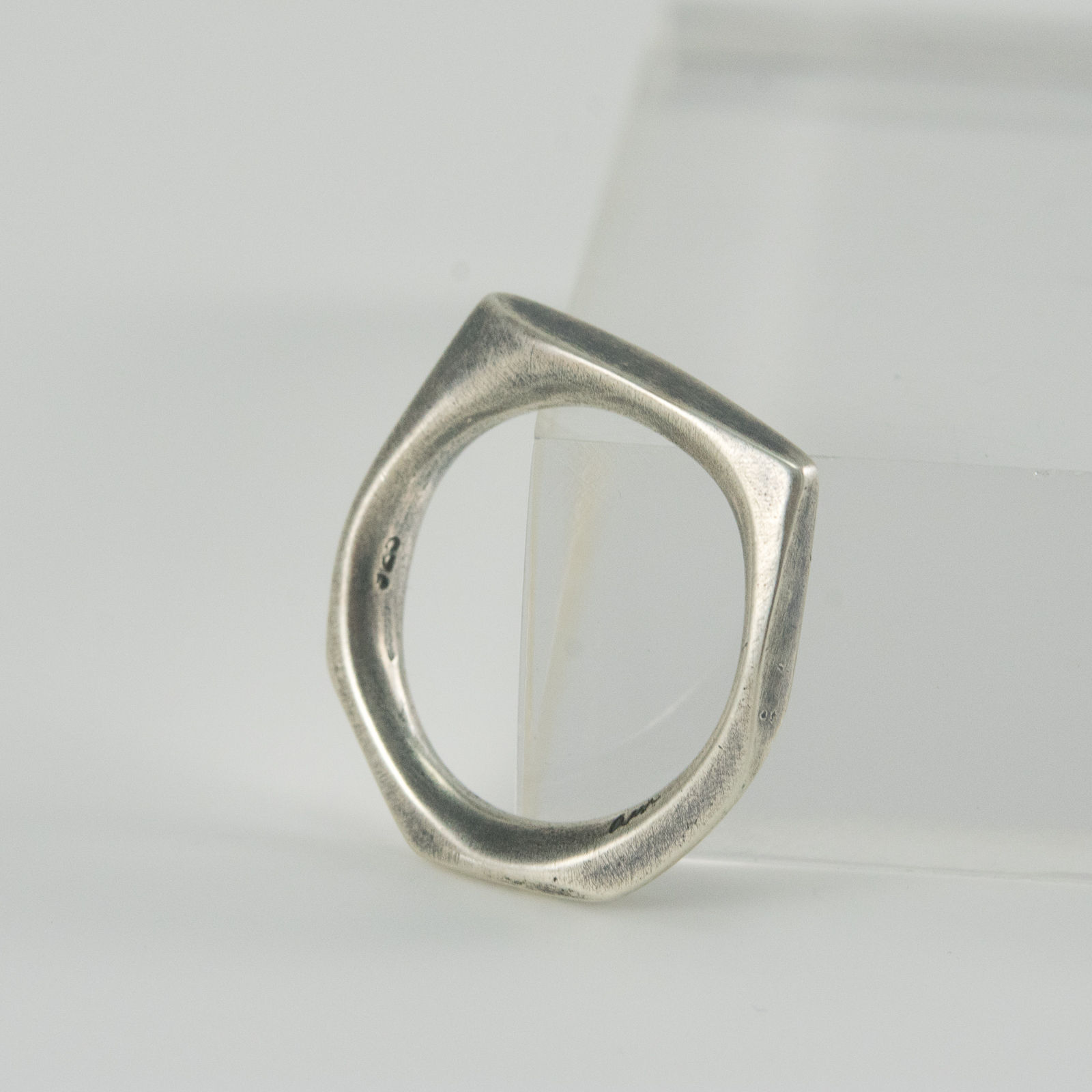 Geo Sculpture Silver Ring