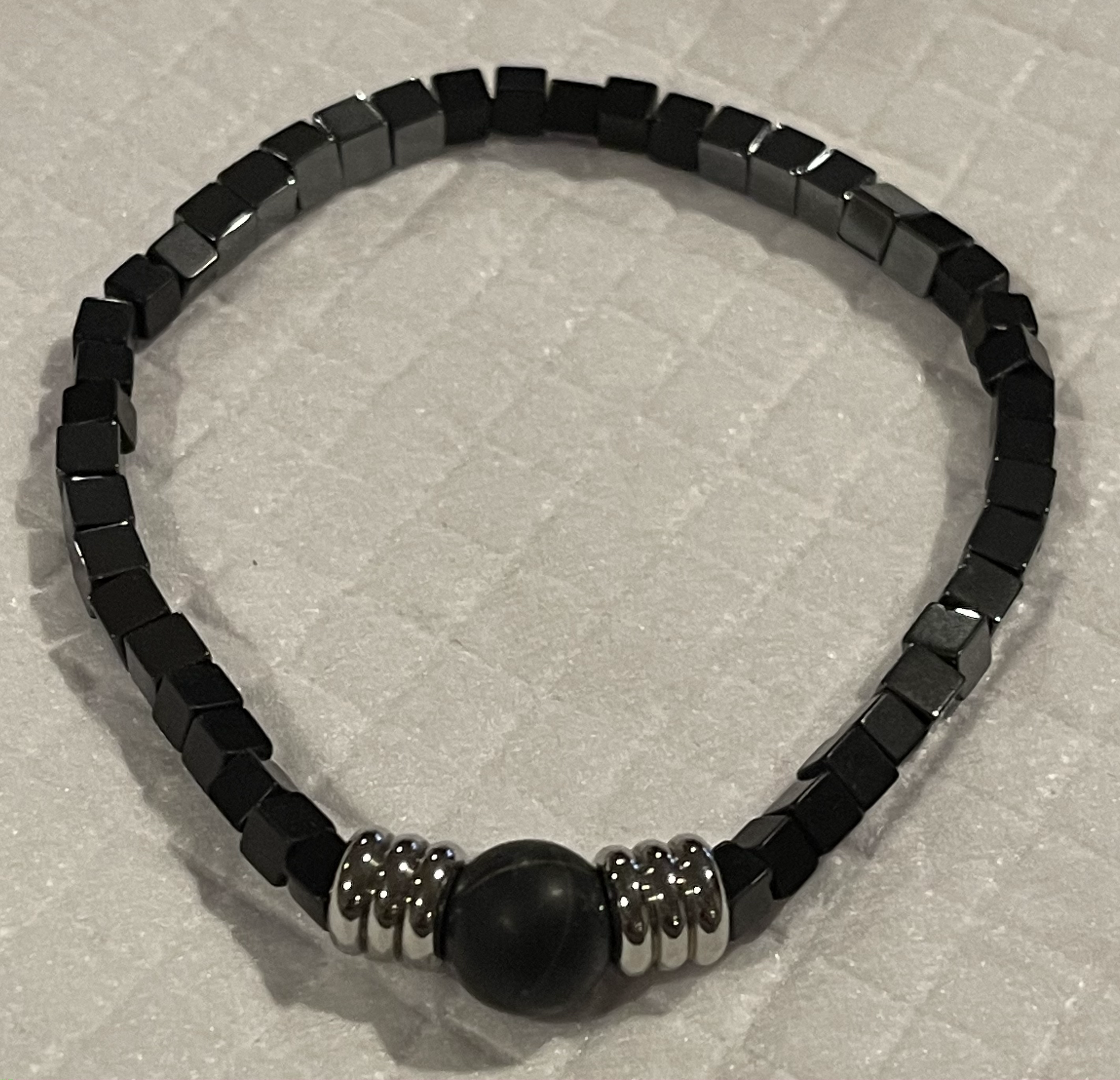 Hematite with Onyx accent