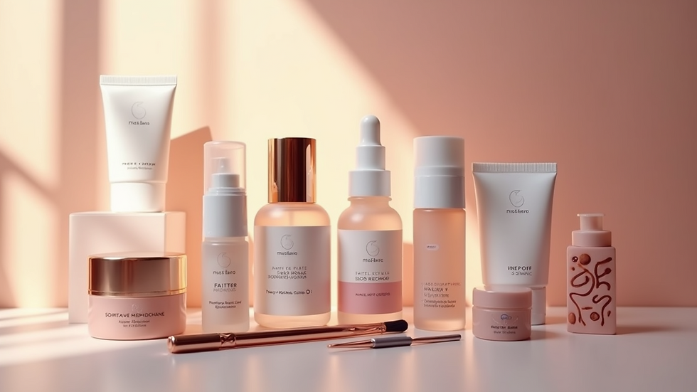 Close-up view of a mobile aesthetic treatment kit with skincare products and tools