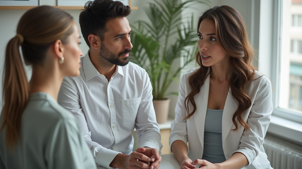 High angle view of a consultation between an aesthetician and client discussing treatment options
