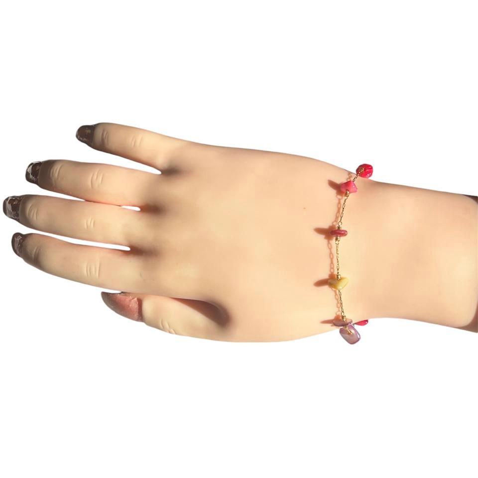 Χρυσό Βραχιόλι με Πολύχρωμες Πέτρες