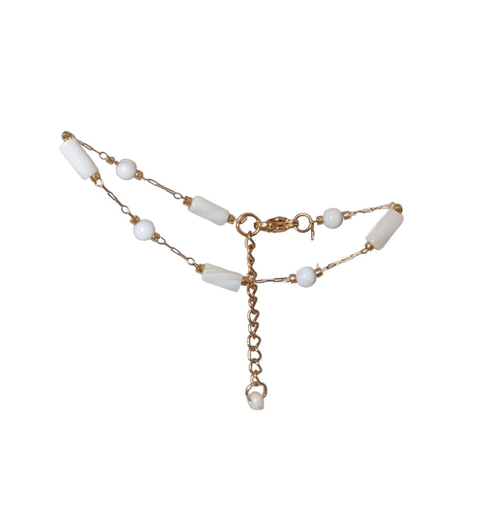 Ατσάλινο Βραχιόλι με Λευκές Λεπτομέρειες