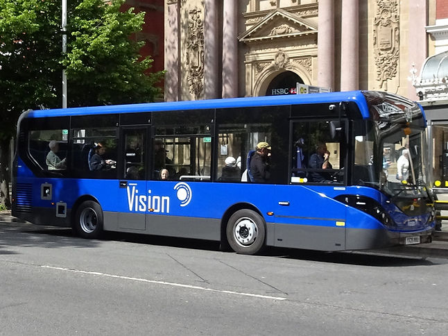 Seen on Lord Street in Southport is one of a recent batch of ADL Enviro200 MMCs for Vision Bus Bolton. This is No: 1100 reg: YX25 NWU on route 347 to Chorley. Looking very smart in its blue with grey skirt livery.