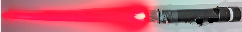 Fully inflated vinesaber with multicolored light set to red