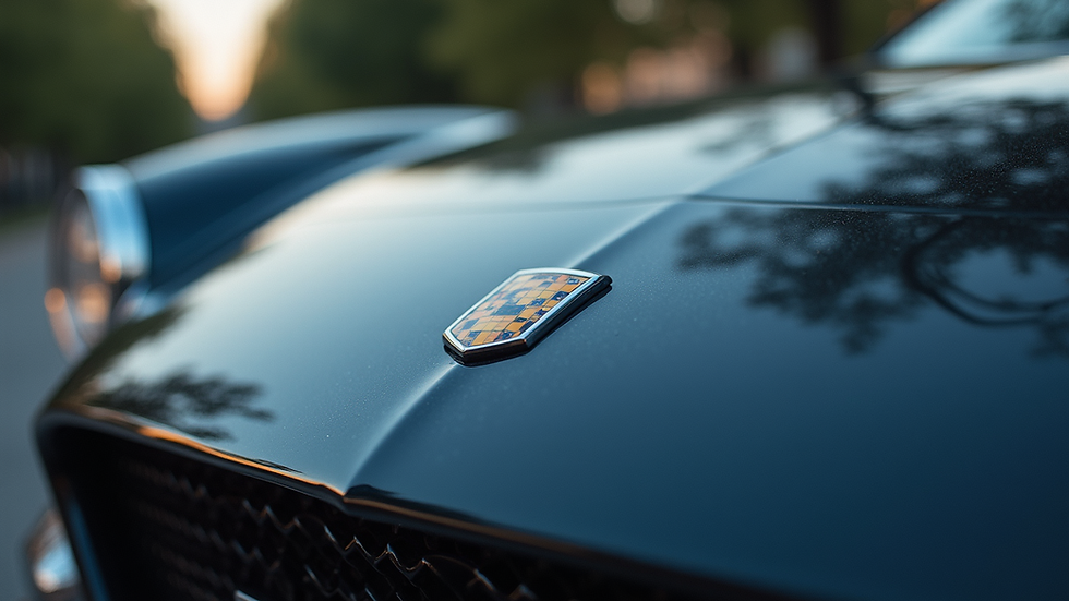 Close-up view of a shiny car hood after detailing