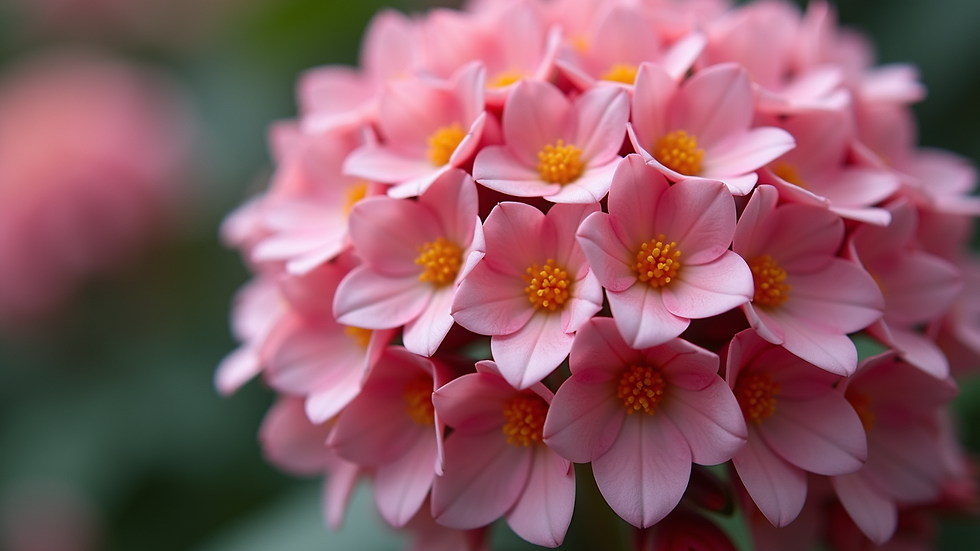 Close-up view of a pink hoya flower cluster