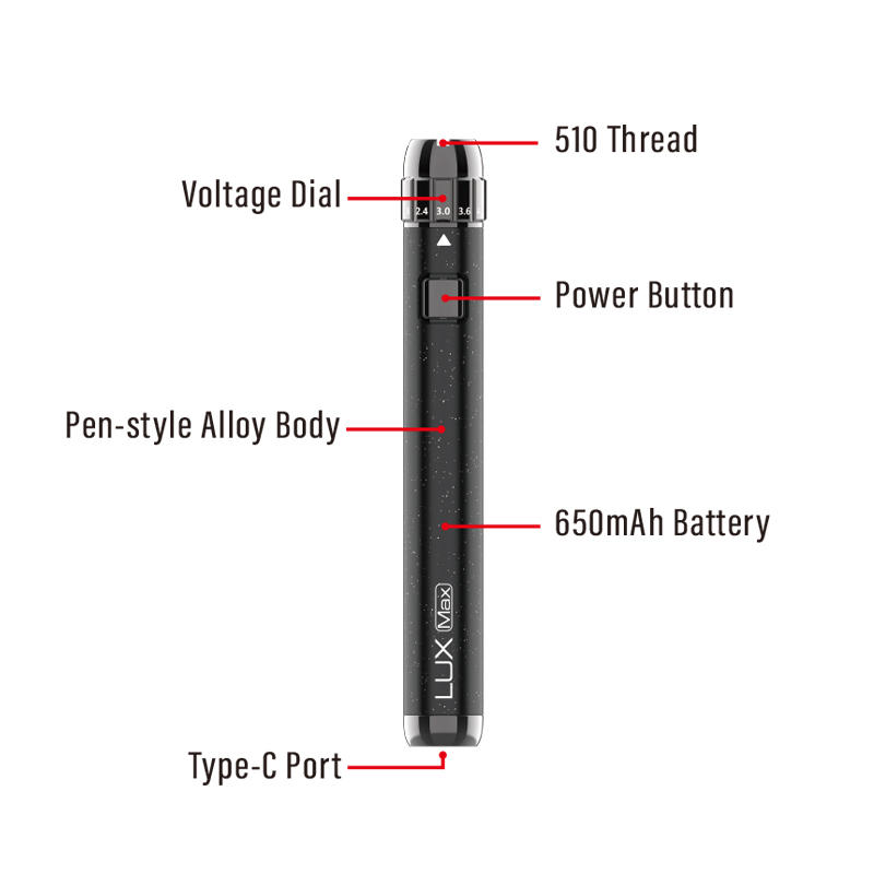 Yocan LUX Max 510 Threaded Vape Pen Battery – view 2