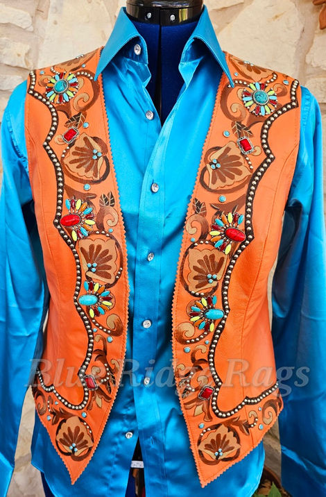 hand painted rodeo queen vest with conchos 