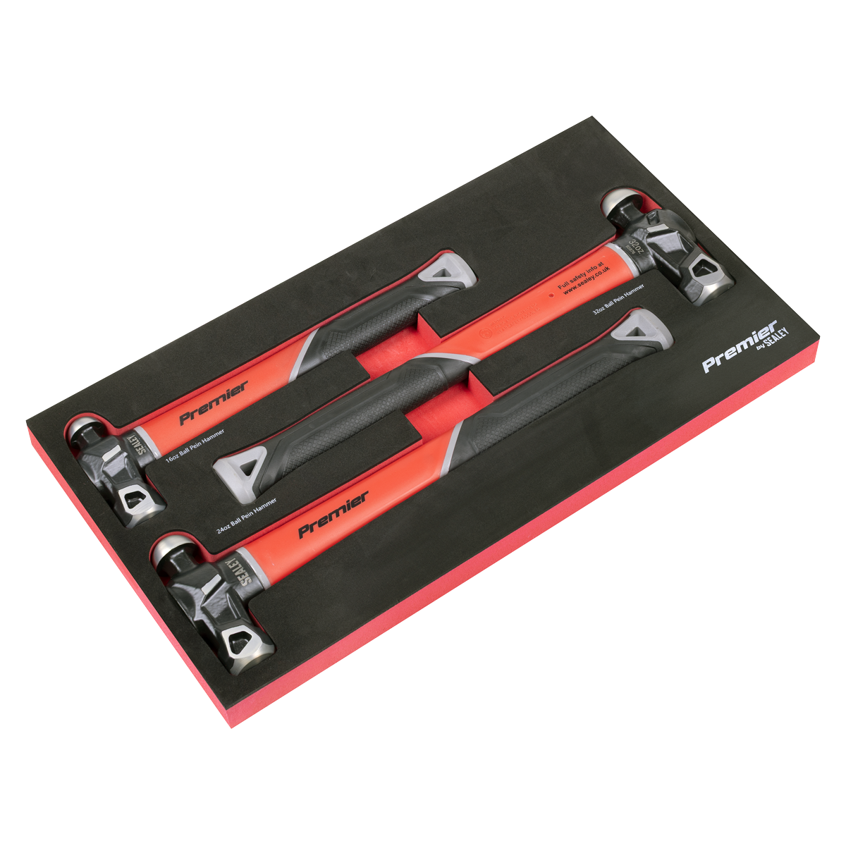 Sealey Premier Ball Pein Hammer Set with Fibreglass Shafts 3pc AK2033