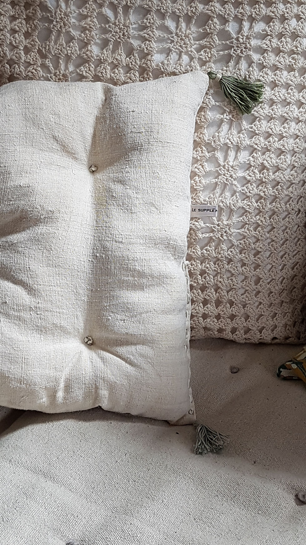 CHANVRE, pompons vert amande