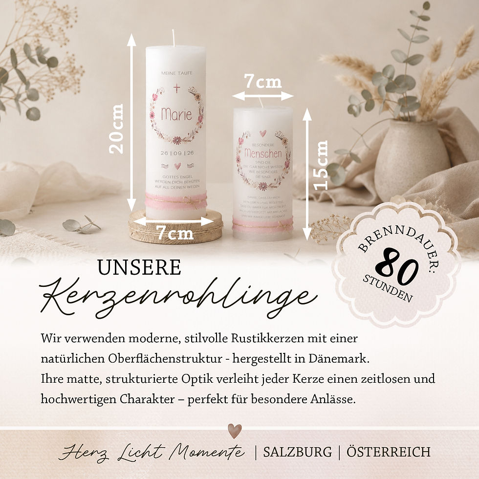 Miniaturbild: Taufkerze "Regenbogen rosa" personalisiert mit Namen und Datum