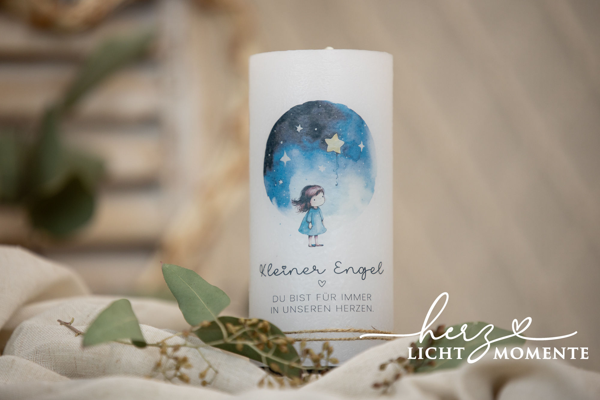 Sternenkindkerze "STERN" personalisiert mit Namen