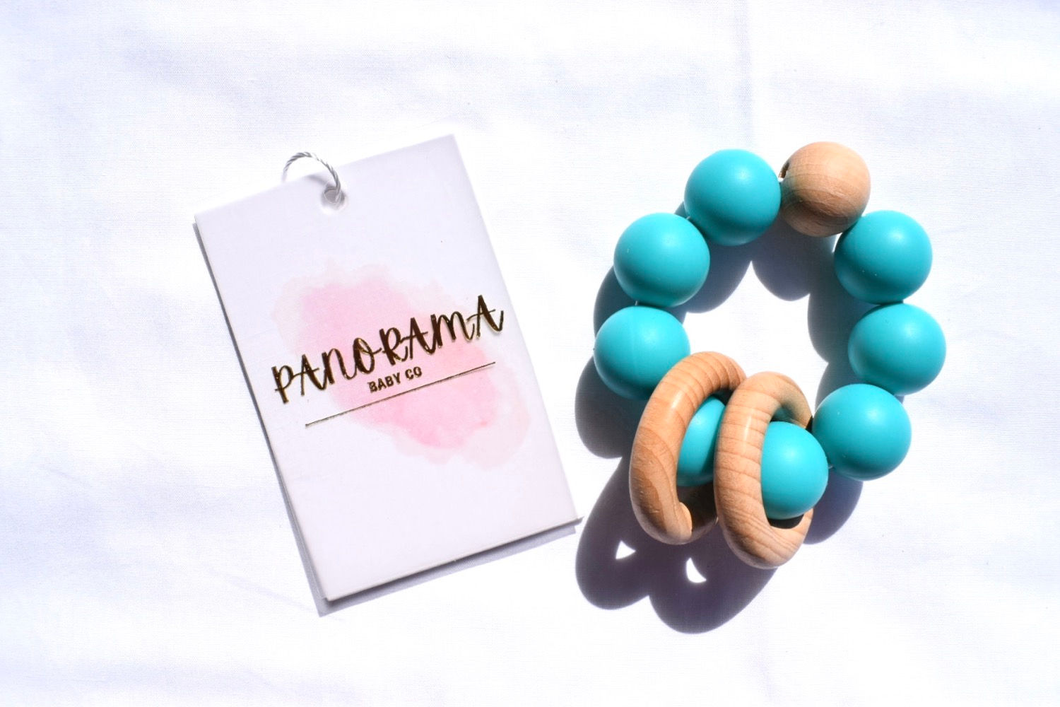 SILICONE & BEECHWOOD TEETHING RING - BLUE