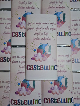 Čokolada za rođendan, Personalizirana čokolada, zahvalnica, zahvalnica za rođendan, dječji rođendan, poklon za rođendan, igraonica, igraonica castellino, djeca, birthday, sretan rođendan