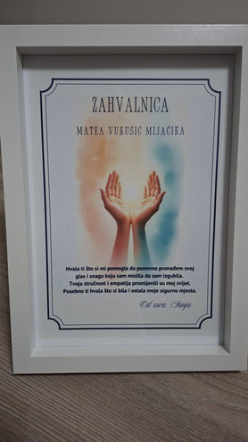 Personalizirani okvir, personalizirani poklon, zahvalnica, zahvalnica za doktora, zahvalnica za prijateljicu, zahvalnica za psihologa, zahvalnica za psihijatra, personalizirana zahvalnica, personalizirana zahvala