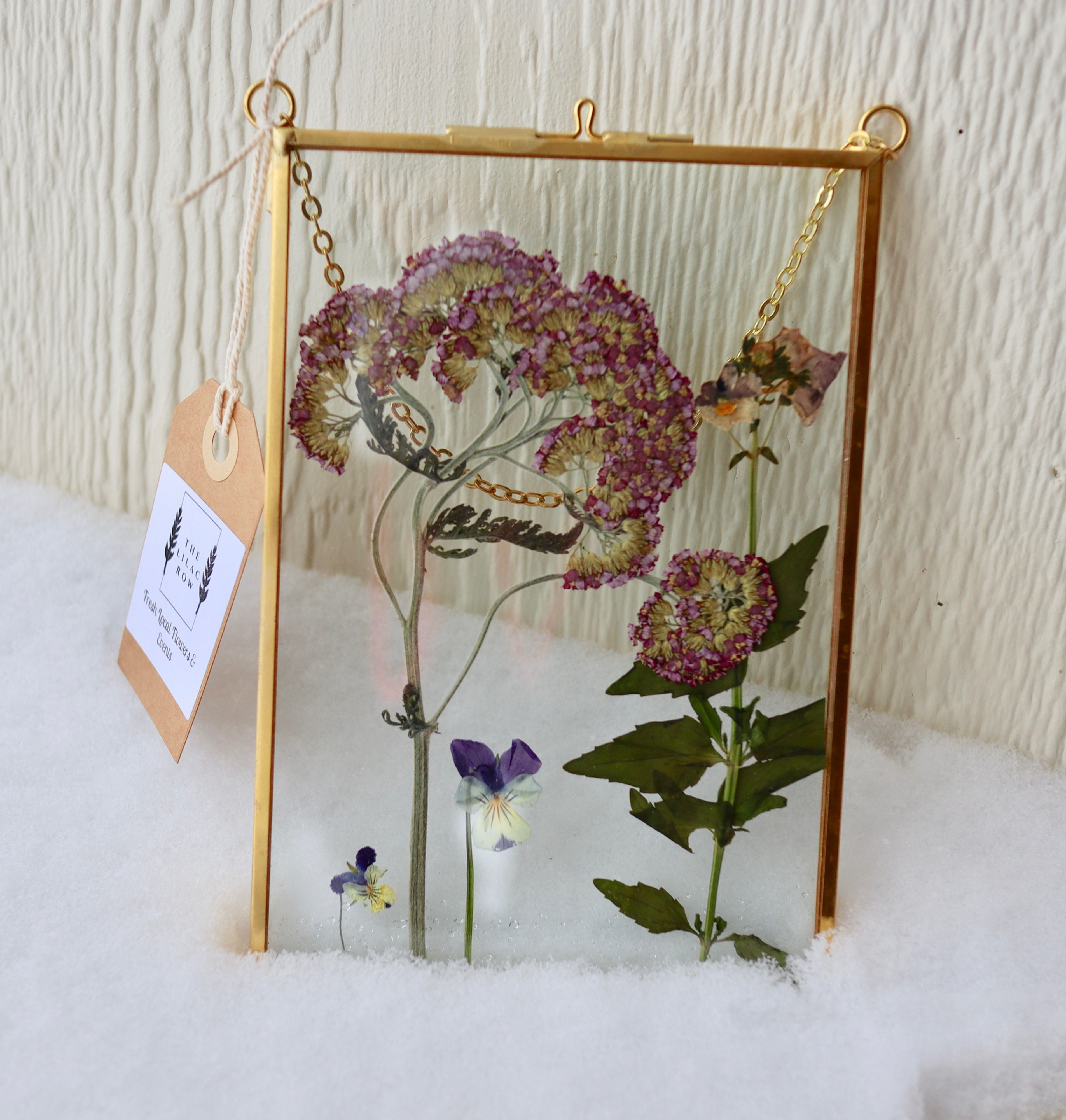 Pressed floral glass frame