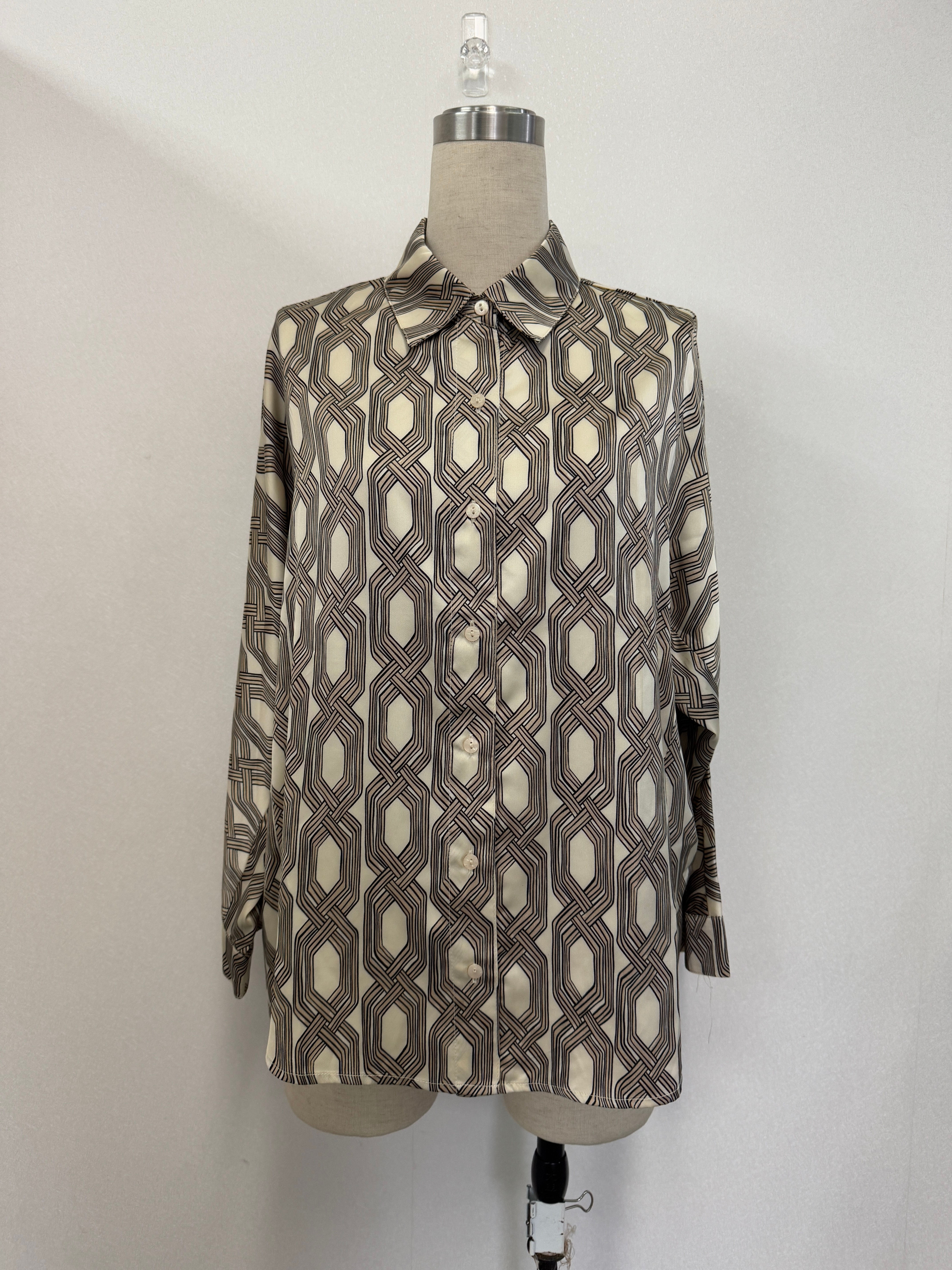 米色几何图案衬衫