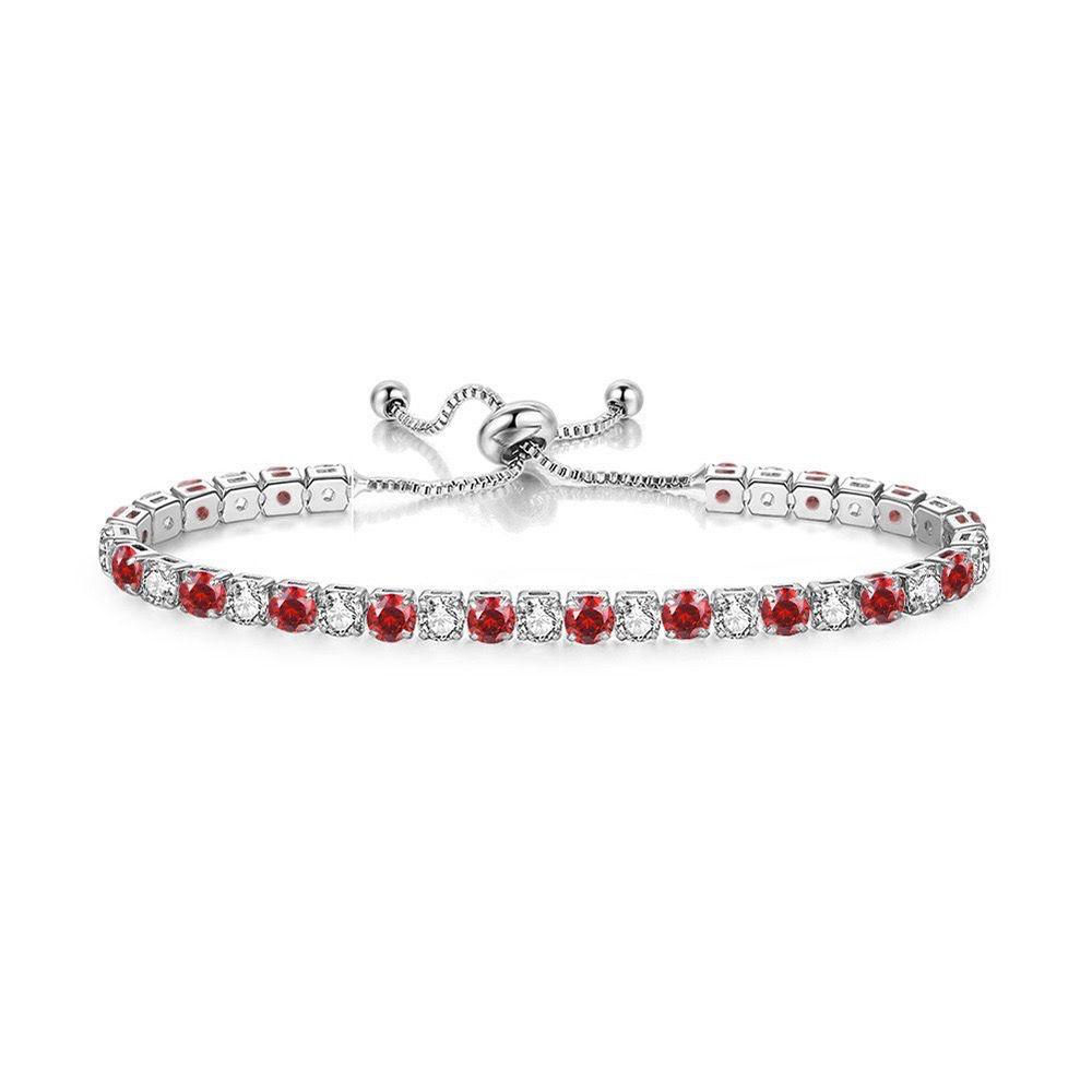 Jewels Galaxy Silver Plated Round Cut Cubic Zirconia Red Matrix Tennis Bracel